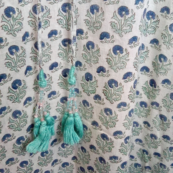 Women's Bellino Blue Floral Maxi Kaftan Dress, One Size - Picture 9 of 16